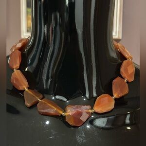 Handmade Natural Orange Carnelian Stone Necklace Choker